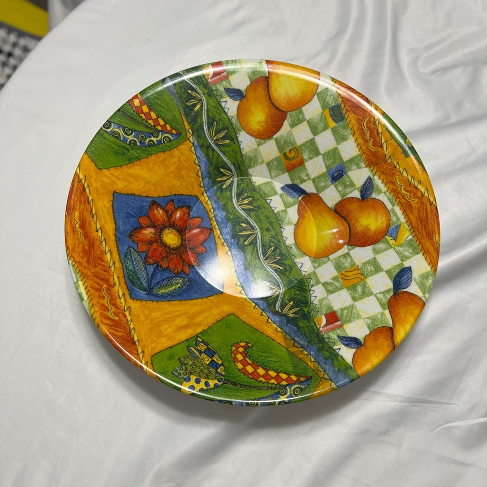 Delta Group Italy 14” Melamine Decorative Plate – Colorful Fruit Patchwork